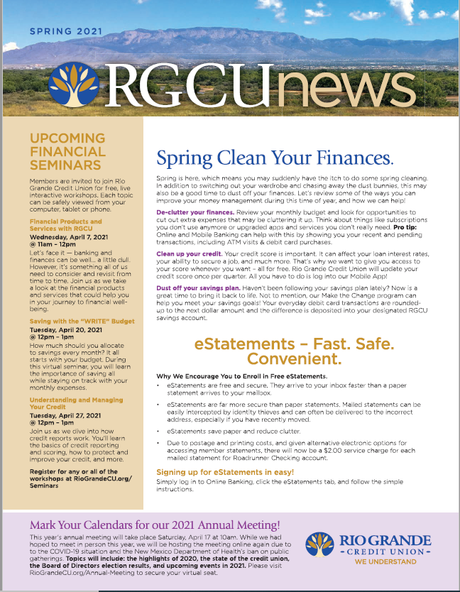 Member Newsletter At Rio Grande Credit Union Rio Grande Credit Union